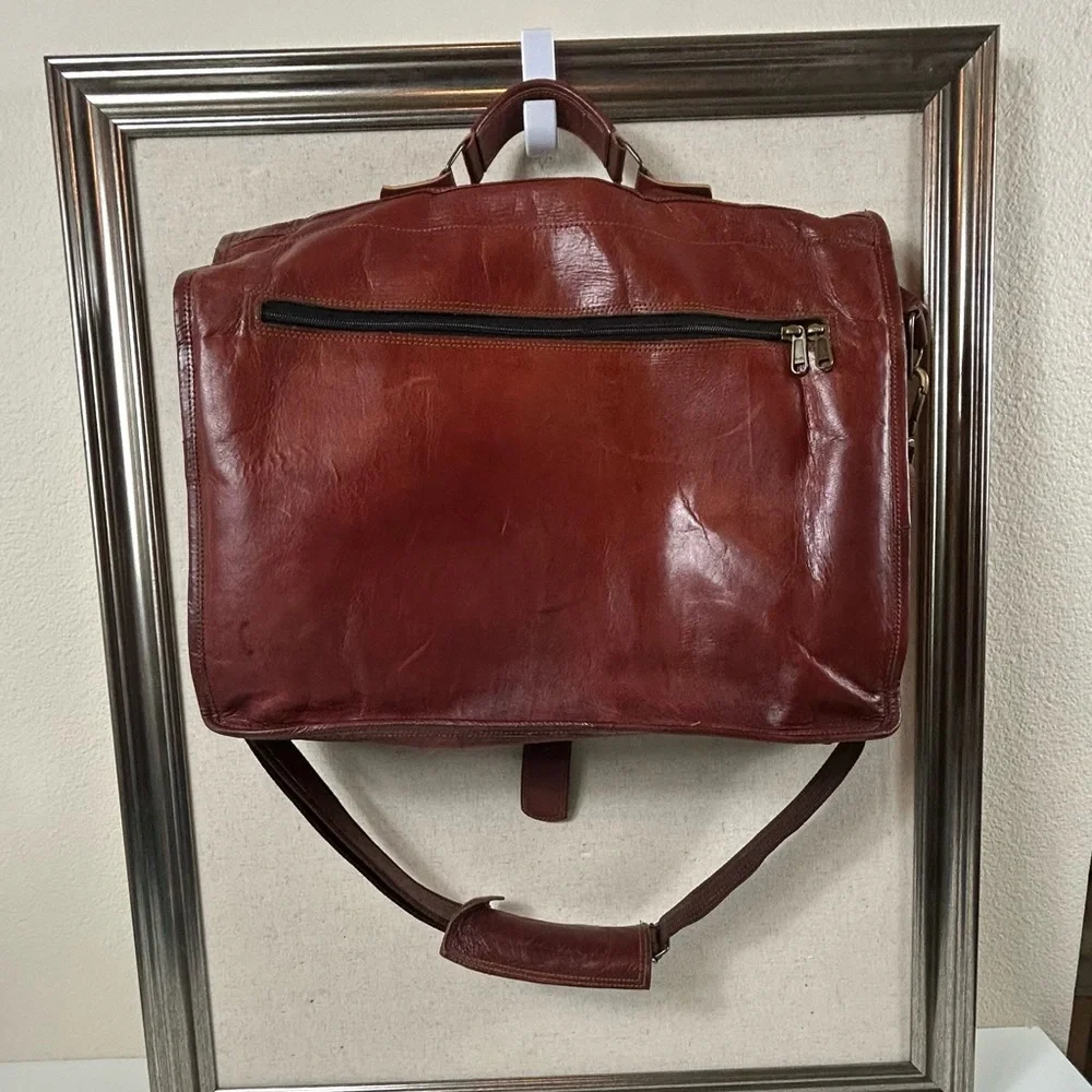 Genuine Brown Leather Messenger Shoulder Laptop Briefcase/Bag